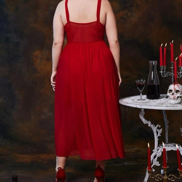 Plus Sweetheart Neck Mesh Cami Dress - Picture 2 of 2